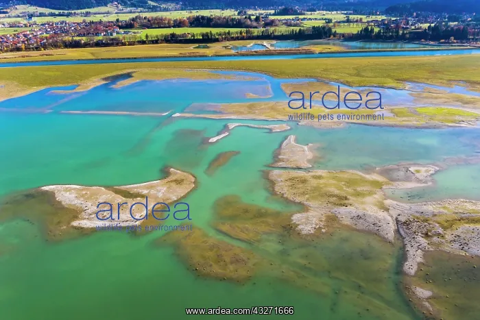  : Reservoir Forggensee with sandbanks at low tide