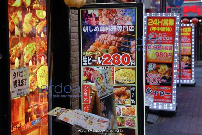: Restaurant signs in Kabukicho in Shinjuku, Tokyo, Japan : Restaurant signs in Kabukicho in Shinjuku, Tokyo, Japan