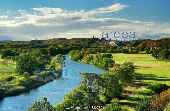 : River Saale with Wettin Castle, Wettin, Lower Saale : River Saale with Wettin Castle, Wettin, Lower Saale