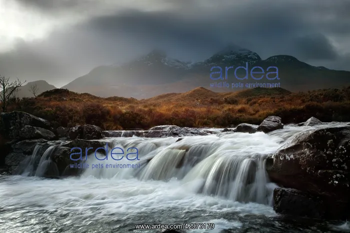 : River Sligachan below the Red Cuillin mountains - November : River Sligachan below the Red Cuillin mountains - November