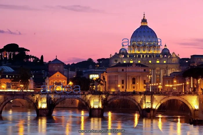 : River Tiber, Ponte Sant Angelo and St. Peter's : River Tiber, Ponte Sant Angelo and St. Peter's