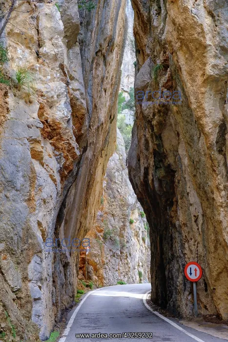 : Rock gate sa Bretxa, mountain road MA-2141, Sa Calobra : Rock gate sa Bretxa, mountain road MA-2141, Sa Calobra