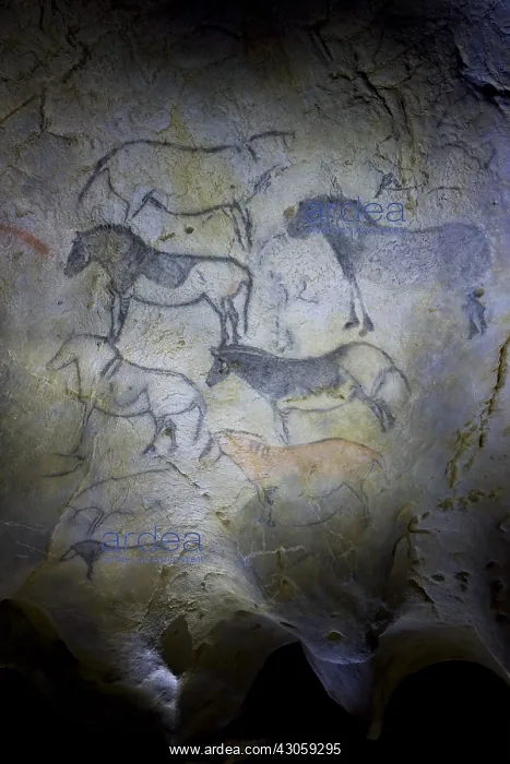 : Rock painting in the cave of Ekain in Cestona Spain : Rock painting in the cave of Ekain in Cestona Spain