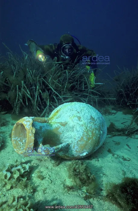 : Roman wine Amphora at Le Dramont, France, Mediterranean : Roman wine Amphora at Le Dramont, France, Mediterranean