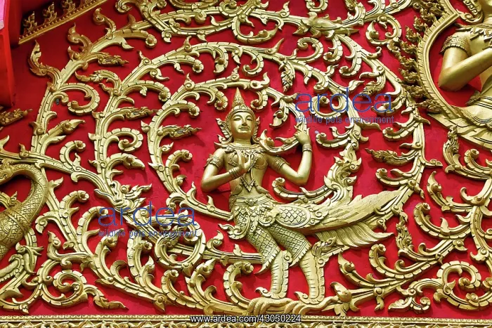 : Roof decorations showing a Kinnara at Wat Si Saket Buddh : Roof decorations showing a Kinnara at Wat Si Saket Buddh