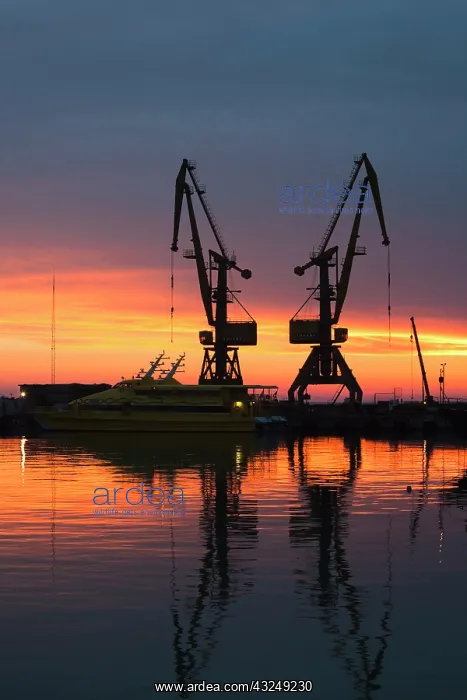 : Russia, Black Sea Coast, Sochi, port cranes : Russia, Black Sea Coast, Sochi, port cranes