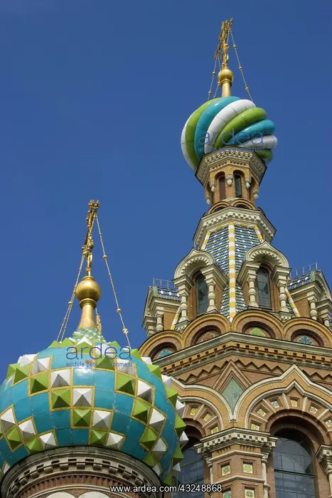  : Russia, St. Petersburg. Two towers of Church