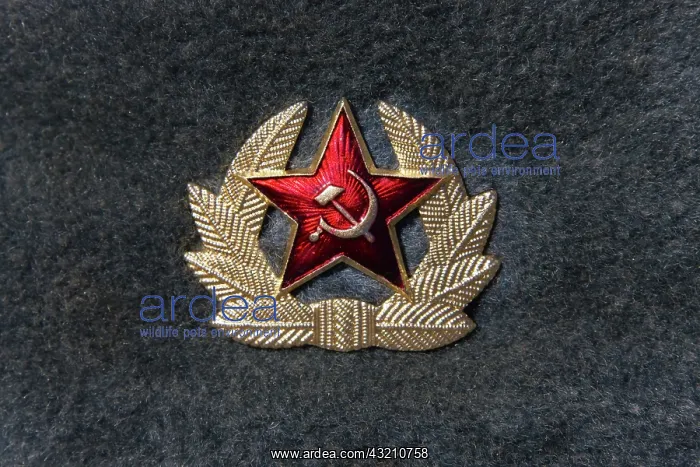 : Russian Red Army badge on the hat, Lviv : Russian Red Army badge on the hat, Lviv