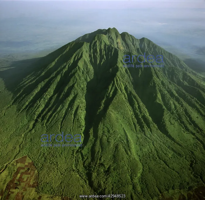 : Rwanda - Aerial view of Africa, Mount Sabyinyo : Rwanda - Aerial view of Africa, Mount Sabyinyo