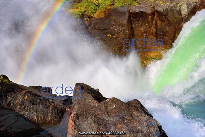 : Salto Grande - rainbow created by the spray at : Salto Grande - rainbow created by the spray at