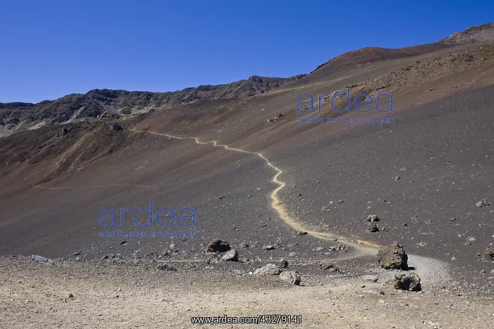 : Sand Trail at Crater of Haleakala Volcano, Maui : Sand Trail at Crater of Haleakala Volcano, Maui
