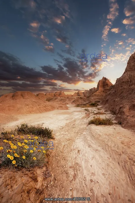 : Sandy path leading to the striking peaks or hoodoos : Sandy path leading to the striking peaks or hoodoos