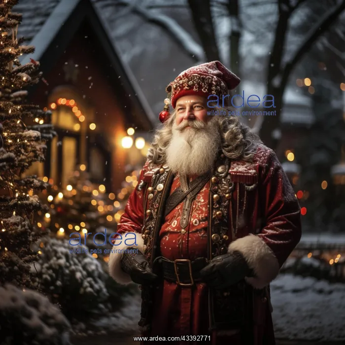 : Santa Claus with winter festive clothes and gifts : Santa Claus with winter festive clothes and gifts