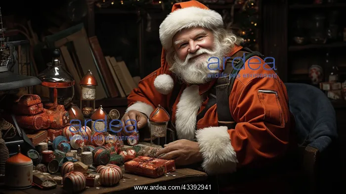 : Santa claus working in his workshop. generative : Santa claus working in his workshop. generative