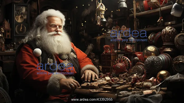 : Santa claus working in his workshop. generative : Santa claus working in his workshop. generative