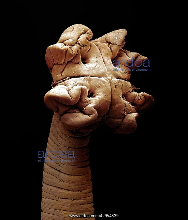: Scanning Electron Micrograph (SEM): Tapeworm from shark : Scanning Electron Micrograph (SEM): Tapeworm from shark