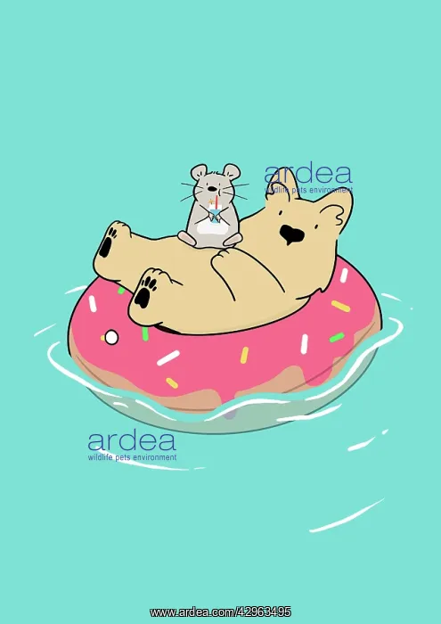 : Scottie Dog and Mouse floating in inflatable doughnut : Scottie Dog and Mouse floating in inflatable doughnut