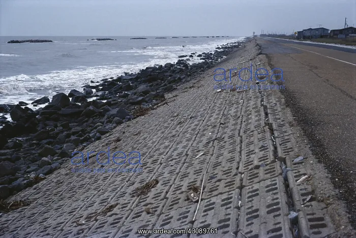 : Sea Wall. Sea wall protects Louisiana Route 82 from the Gulf of Mexico : Sea Wall. Sea wall protects Louisiana Route 82 from the Gulf of Mexico