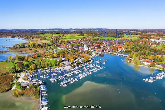 : Seebruck with marina, Chiemsee, Chiemgau, Alpine : Seebruck with marina, Chiemsee, Chiemgau, Alpine