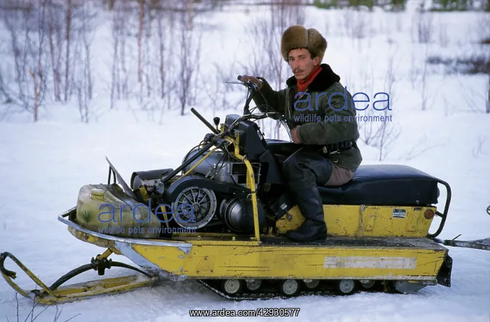  : Selkup on snow-bike, North Siberia