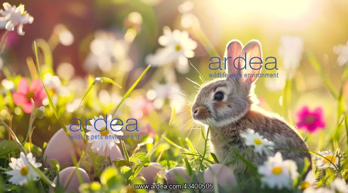  : Serene scene of a rabbit among daisies in a sunlit