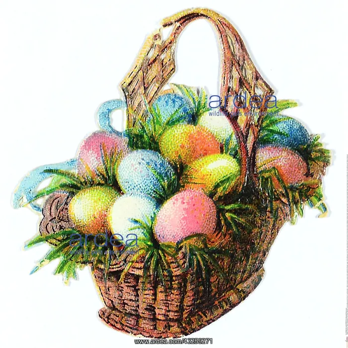 : SG hist. Kitsch, Glanzbilder, Korb voller Ostereier : SG hist. Kitsch, Glanzbilder, Korb voller Ostereier