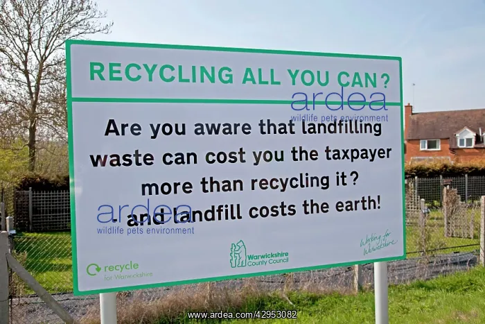 : Sign - Recycling All You Can - landfill costs the earth : Sign - Recycling All You Can - landfill costs the earth