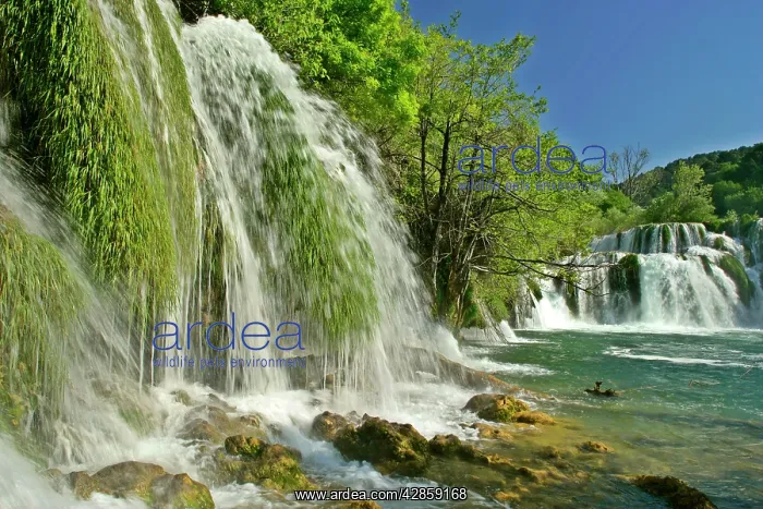 : Skradinski buk lowest step of waterfall and pool : Skradinski buk lowest step of waterfall and pool