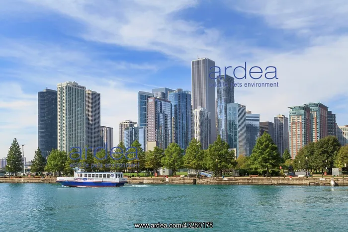 : Skyline, Skyscraper, Lake Michigan, Chicago, Illinois : Skyline, Skyscraper, Lake Michigan, Chicago, Illinois