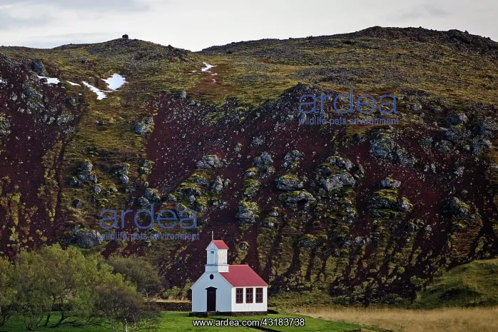 : Small church in the landscape, Ytri Raudamelur : Small church in the landscape, Ytri Raudamelur