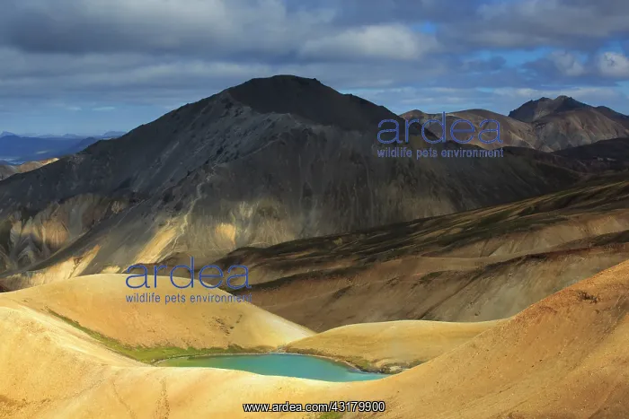 : Small crater lake in front of Blahnukur mountain : Small crater lake in front of Blahnukur mountain