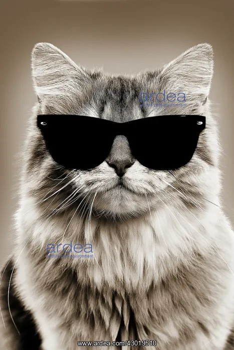 : Cat British longhair black golden shaded smiling wearing sunglasses Digital Manipulation : Cat British longhair black golden shaded smiling wearing sunglasses Digital Manipulation
