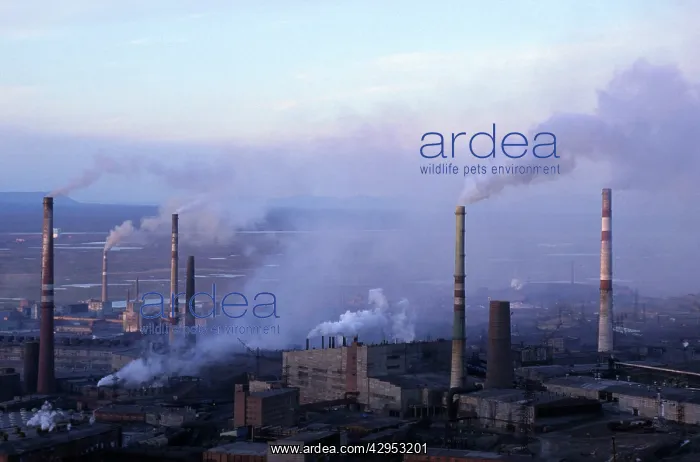 : Smoking pipes of metallurgical complex in Norilsk : Smoking pipes of metallurgical complex in Norilsk