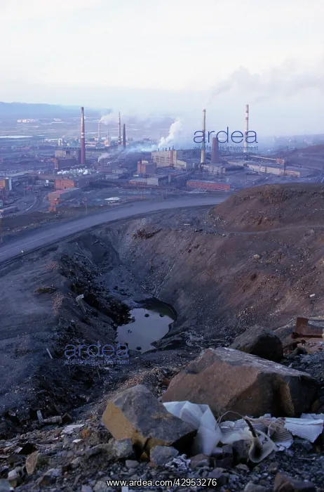 : Smoking pipes of metallurgical complex in Norilsk : Smoking pipes of metallurgical complex in Norilsk