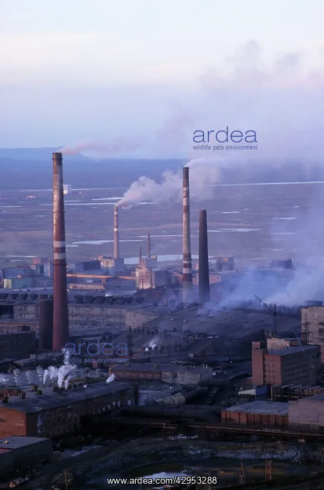 : Smoking pipes of metallurgical complex in Norilsk : Smoking pipes of metallurgical complex in Norilsk