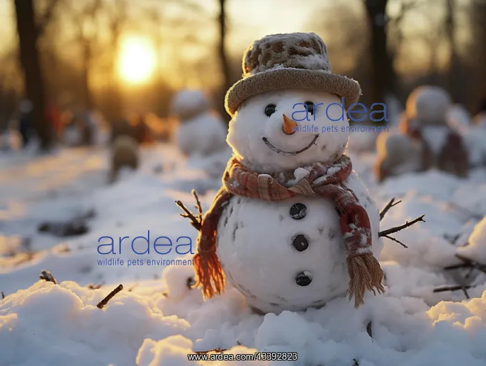 : Snowman in a winter landscape, AI generated : Snowman in a winter landscape, AI generated