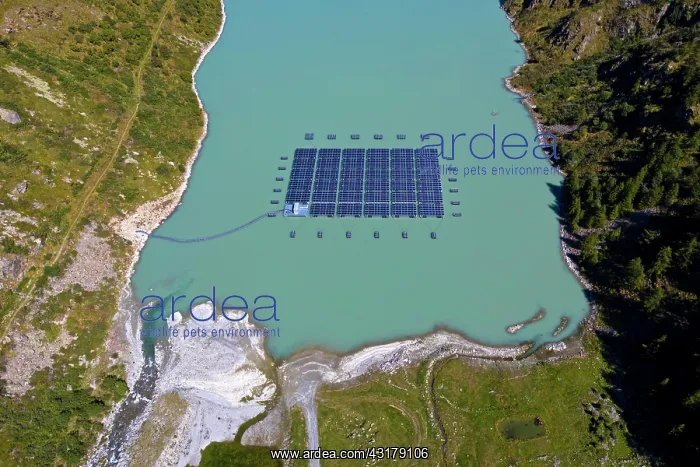 : Solar collectors of a solar power plant floating : Solar collectors of a solar power plant floating