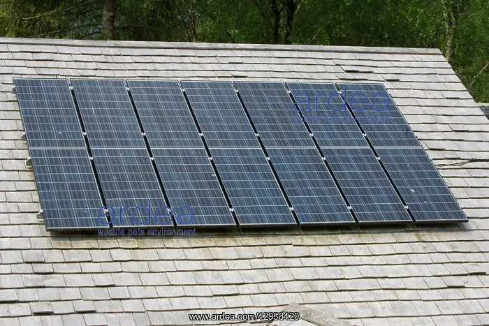 : Solar photovoltaic panels on roof : Solar photovoltaic panels on roof