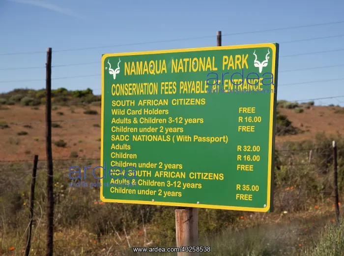 : South Namaqua National Park. Sign showing : South Namaqua National Park. Sign showing