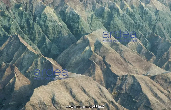 : Spain - Mineral-rich rock, dramatically furrowed : Spain - Mineral-rich rock, dramatically furrowed