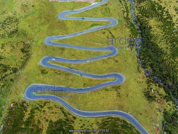 : Splagen Pass, winding Swiss Alpine pass, drone photo : Splagen Pass, winding Swiss Alpine pass, drone photo