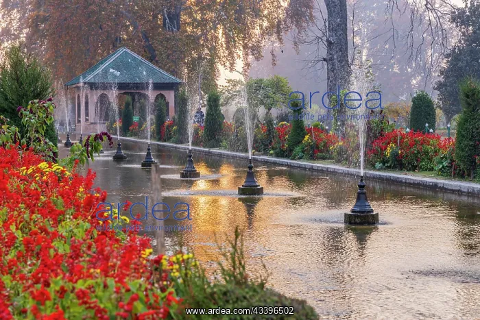 : Srinagar, Jammu and Kashmir, India. Decorative fountain : Srinagar, Jammu and Kashmir, India. Decorative fountain