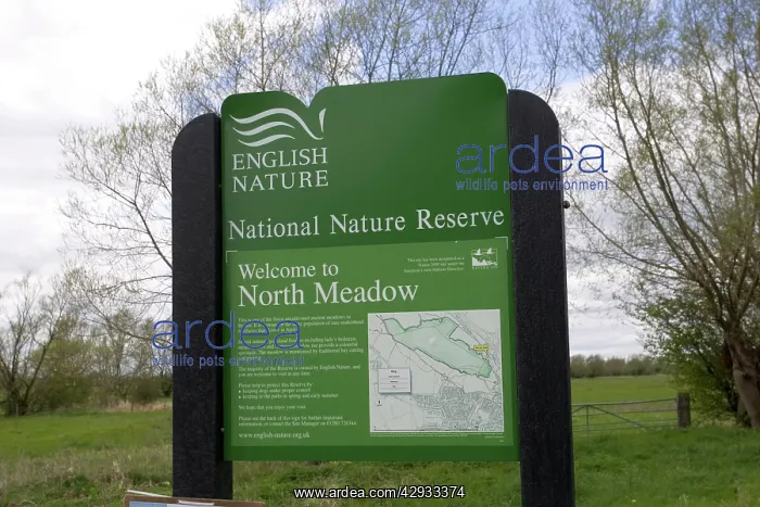 : SSSI sign for North Meadow National Nature Reserve : SSSI sign for North Meadow National Nature Reserve