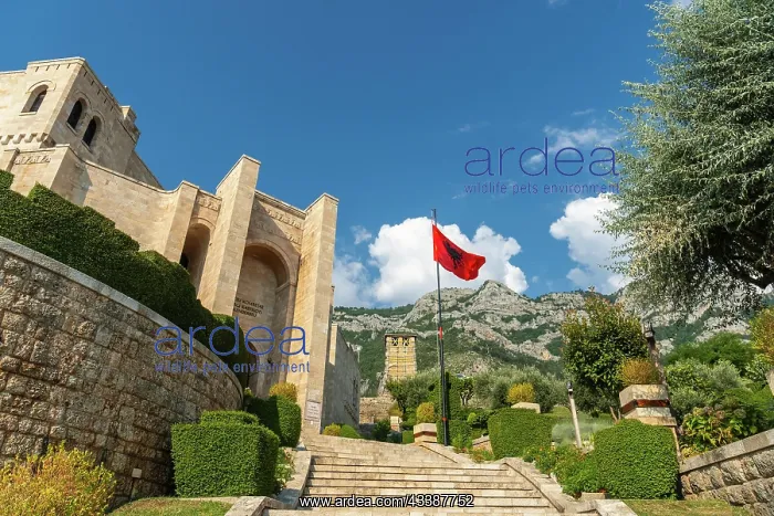 : Stairs inside Kruje Castle and its fortress with t : Stairs inside Kruje Castle and its fortress with t