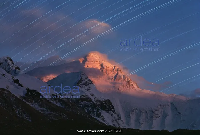 : Star trail over Mt. Everest, Tibet, China : Star trail over Mt. Everest, Tibet, China