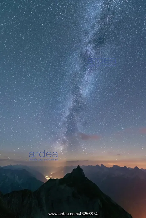 : Starry sky with Milky Way and Lechtal Alps in the : Starry sky with Milky Way and Lechtal Alps in the