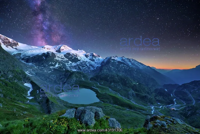 : Starry sky with milky way at Sustenpass, Steisee : Starry sky with milky way at Sustenpass, Steisee