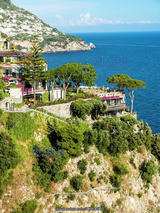 : Steep coast with southern vegetation, near Positano : Steep coast with southern vegetation, near Positano