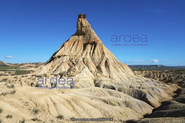 : A stony natural monument in an arid desert environment under : A stony natural monument in an arid desert environment under