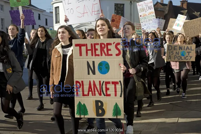 : Students on strike carrying banners demanding government : Students on strike carrying banners demanding government